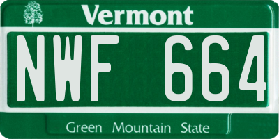 VT license plate NWF664