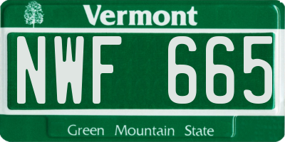 VT license plate NWF665