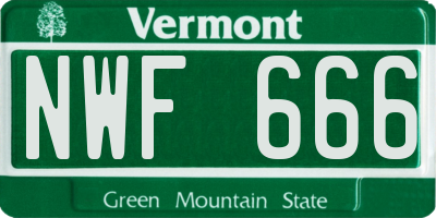 VT license plate NWF666