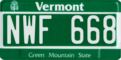 VT license plate NWF668
