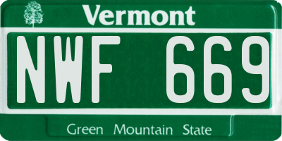 VT license plate NWF669