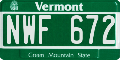 VT license plate NWF672