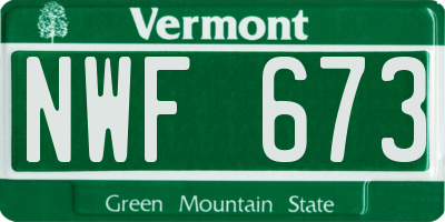 VT license plate NWF673