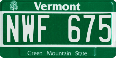 VT license plate NWF675