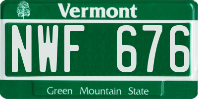VT license plate NWF676