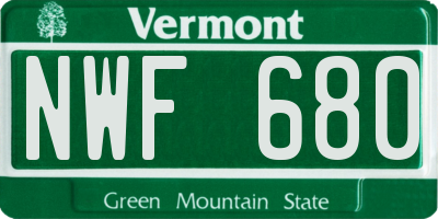 VT license plate NWF680