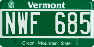 VT license plate NWF685