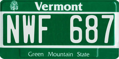 VT license plate NWF687