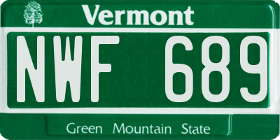 VT license plate NWF689