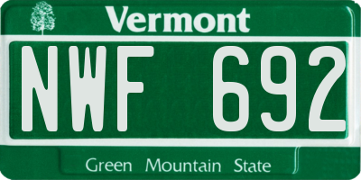 VT license plate NWF692
