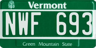 VT license plate NWF693