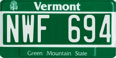 VT license plate NWF694