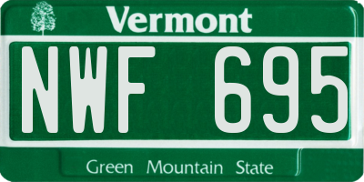 VT license plate NWF695