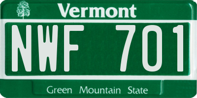 VT license plate NWF701