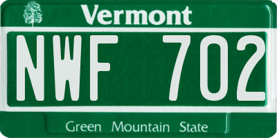VT license plate NWF702