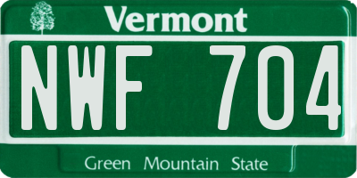 VT license plate NWF704