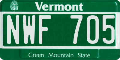 VT license plate NWF705