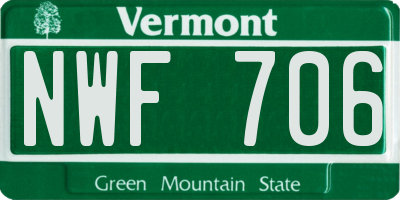 VT license plate NWF706