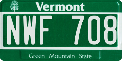 VT license plate NWF708