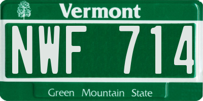 VT license plate NWF714