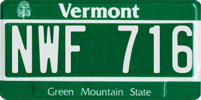 VT license plate NWF716