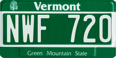 VT license plate NWF720