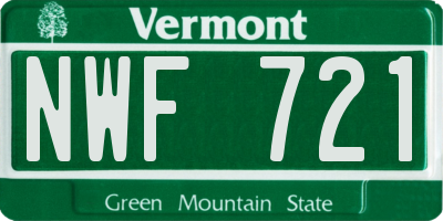 VT license plate NWF721