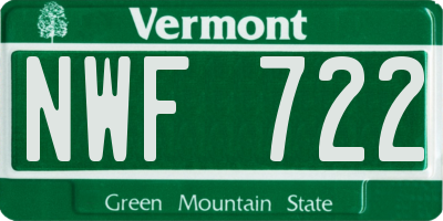 VT license plate NWF722