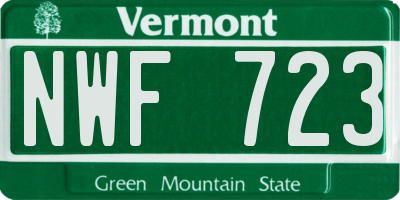 VT license plate NWF723