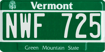 VT license plate NWF725