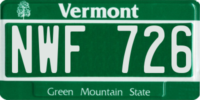 VT license plate NWF726