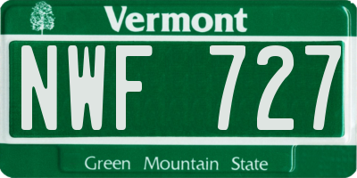 VT license plate NWF727