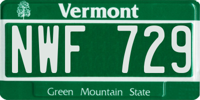 VT license plate NWF729