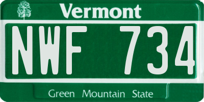 VT license plate NWF734