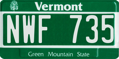 VT license plate NWF735