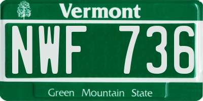 VT license plate NWF736