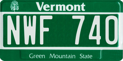 VT license plate NWF740