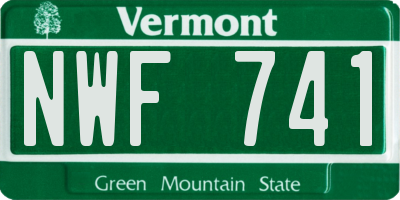 VT license plate NWF741