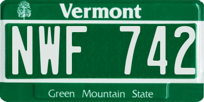 VT license plate NWF742