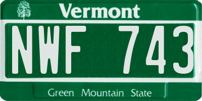 VT license plate NWF743