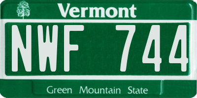 VT license plate NWF744