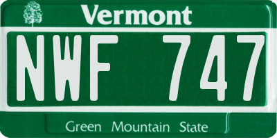 VT license plate NWF747