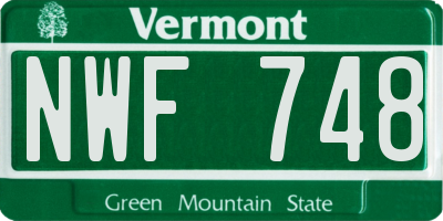 VT license plate NWF748