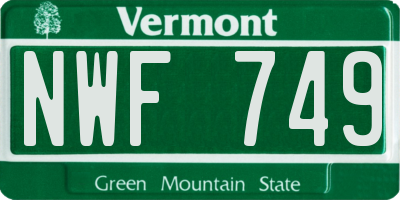 VT license plate NWF749