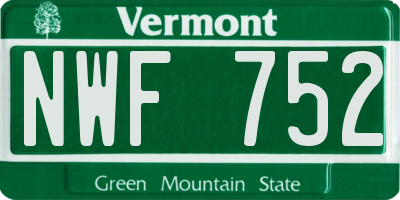VT license plate NWF752