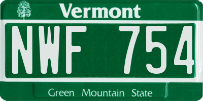 VT license plate NWF754
