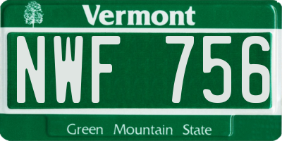 VT license plate NWF756