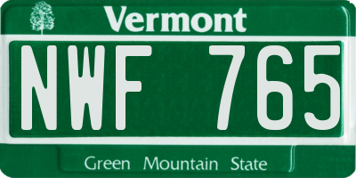 VT license plate NWF765