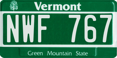 VT license plate NWF767