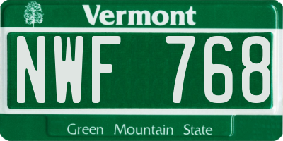 VT license plate NWF768